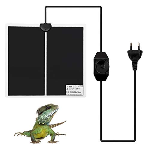 Comtervi Reptil Heizmatte Terrarium Heizmatte Heizung Heizer Reptil Heizkissen Amphibien Pet Bodenheizung Heizfolie Wärmematte Reptilien für Aquarien Terrarien (14W: 28 * 28CM)