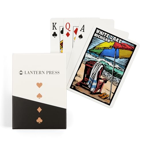 Lantern Press White Lake Michigan Baraja de 52 naipes