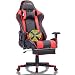 Gaming Chair Office Desk Chair High Back Computer Chair Ergonomic Adjustable Racing Chair Executive PC Chair with Headrest,Massager Lumbar Support & Retractible Footrest (Red)