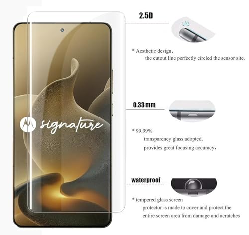 Image of FabeKee UV Tempered Glass Screen Protector Guard Compatible For Motorola Signature 5G (6.8 Inch, Pack of 1) Full Adhesive UV Curved Case Friendly HD Clarity with easy installation kit