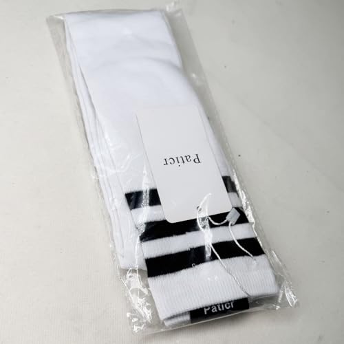 Image of 6 Pairs Over Knee Thigh High Socks 3 Stripes, Assorted Color Long Stocking Leg Warmer for School Uniform Costume