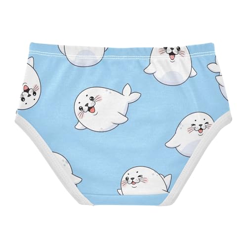 Toddler Underwear Floral 2t Cotton Cute Panties Girl Flower Briefs Underpants Cute Cartoon Seals White Blue2