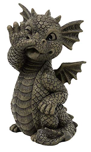 Gartenfigur Gartendrache - Gartendrache Langnase klein - Fantasy Figur Deko Drache Garten