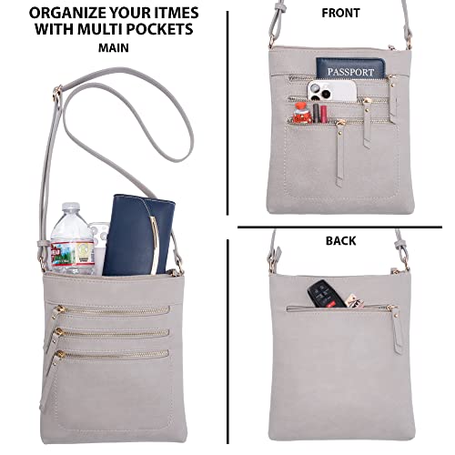 Image of Solene Crossbody Bag Functional Multi Pocket Messenger Purse Top Zip Closure Shoulder Handbag With Adjustable Strap