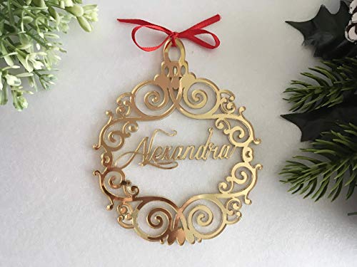 Christmas Hanging Tree Ornaments Handmade Luxury Personalized Laser Cut Bauble Custom Name Tags Baubles Babys First Christmas Ball Xmas Gifts Family Gold Silver Acrylic Wooden Decorations Home Decor #TOP20