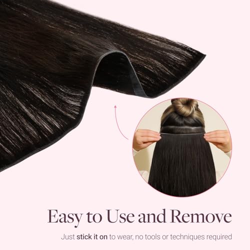 Image of GOO GOO Tape In Weft Hair Extensions Human Hair, Genius PU Long Weft Tape In Hair Extensions Real Human Hair, Silky Easy to Use, 2 Dark Brown 14 inch 50g