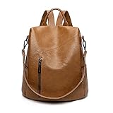 EKSMA Mochila antirrobo for mujer, bolso de hombro moda for, cuero PU impermeable, mochila viaje for el trabajo(Brown)