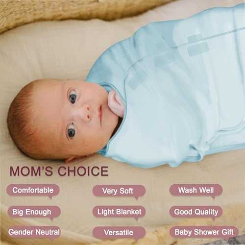 Image of Soft Stretchable Baby Blankets for Newborn Comfortable Cozy Ollie Adjustable Swaddle for New Born Baby Swaddle Wrap Cloth (Pack of 1) Sky Blue