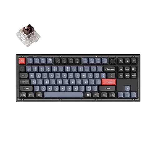 Image of Keychron V3 Wired Custom Mechanical Keyboard Knob Version, TKL QMK /VIA Programmable Macro with Hot-swappable K Pro Brown Switch Compatible with Mac Windows Linux (Frosted Black-Translucent)