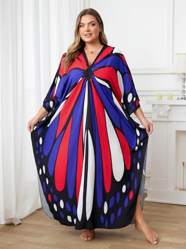Image of Kaftan Dress for Women - Plus Size Caftan Maxi Beach Dress Moo Moos Loungewear, Swimsuit Cover Up for Beach, Pool or Vacation