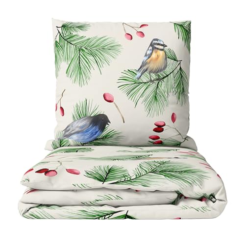 Leonado Vicenti Bettwäsche Fleece 135x200 cm Winter Set 4 teilig Vögel...