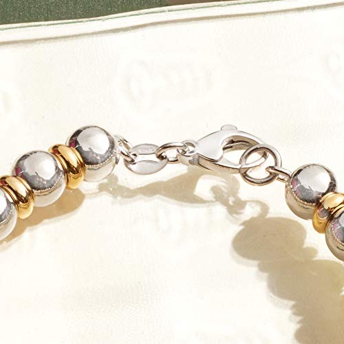 Ross-Simons Italian Sterling Silver and 22kt Gold Over Sterling Bead Bracelet4
