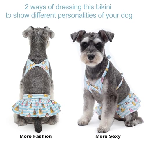 Image of CuteBone Dog Bikini Dress, Stylish Swimsuit Costume for Small Dogs, Comfortable & Adjustable Puppy Bathing Suit, Soft Outfit Pet Apparel for Beach, Pool and Summer Fun DB37XS