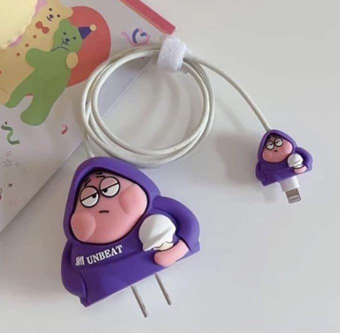 Prolet Cartoon Silicone Charger Case for Only iPhone 18W & 20W Charger and Wire Protector for Lightning Cable - Fun and Protective Cover with 3D Cartoon Design (Charger Not Included) - Unbeat