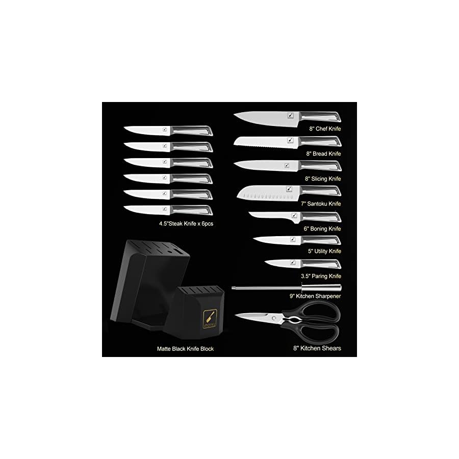 imarku Knife Set, Knife Sets for Kitchen with Block 16 PCS High Carbon Stainless Steel Kitchen Knife Set with Sharpener, Razor-Sharp Kitchen Knives, Dishwasher Safe, Christmas Gifts for Men & Woman