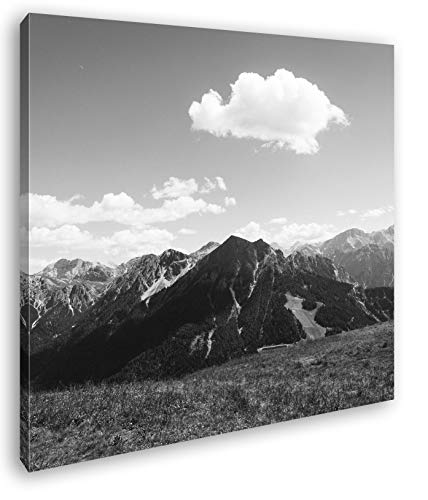 Deyoli Fantastic Mountain Landscape Effect: Black and White Canvas Picture Ready Framed on Real Wood Frame, High Quality Digital Print with Frame, No Poster or Poster