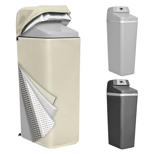 Water Softener Cover Insulated 3 Layers Insulation Heavy Duty Protection Cover for WHES30E / WHES40E Grain Softener and 350/420 Water Softener 16x21x48in Beige