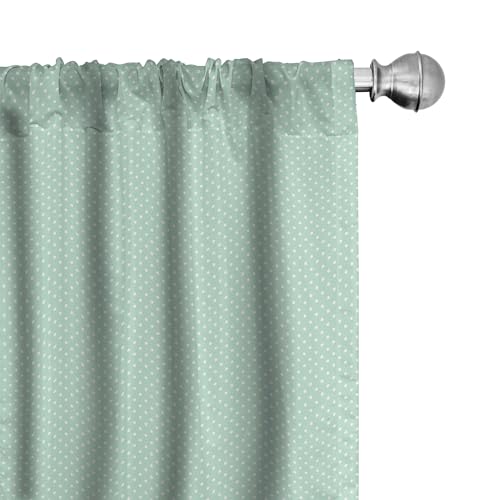 ABAKUHAUS Vert Ensemble de 2 Panneaux de Rideaux, Rétro Petit Pois, Traitement de Fenêtre Léger, 2 pièces 75 cm x 175 cm, Vert Menthe Blanc