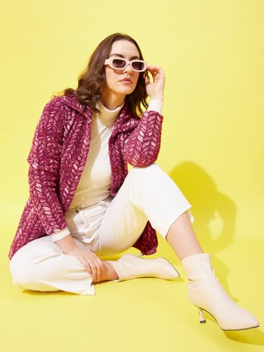 Image of Modeve Women Printed Full Sleeve Jacket for Winter