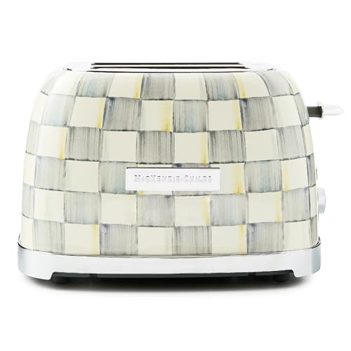 MACKENZIE-CHILDS 2-Slice Toaster, Decorative Toaster for Kitchen, Gray-and-White Sterling Check