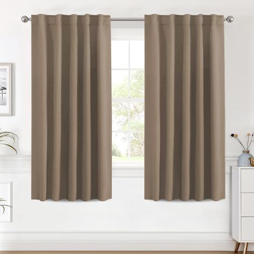 Image of H.VERSAILTEX Blackout Curtains Thermal Insulated Window Treatment Panels Room Darkening Blackout Drapes for Living Room Back Tab /Rod Pocket Bedroom Draperies (2 Panels, Macchiato, 42 x 63 Inch)