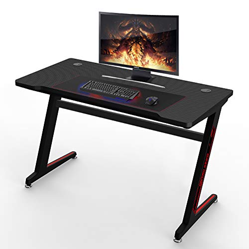 Soontrans Mesa de Juegos para Computadora Mesa Gaming Ergonomic Gaming Desk Escritorio para Juegos de PC Fibra de Carbono(ZA)