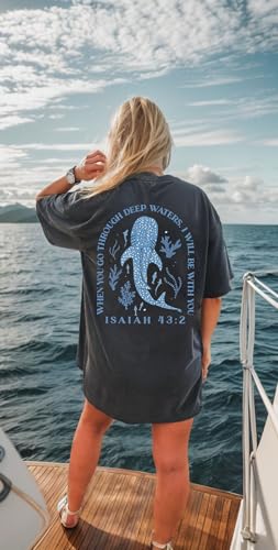 Christian Oversized Shirt for Women Faith Bible Verse Graphic Tee Top Vacation Summer Casual Boho Wildflowers T Shirt4