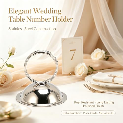 10Pcs Table Number Holders Stainless Steel (Silver) by CHEOTIME - Image 2