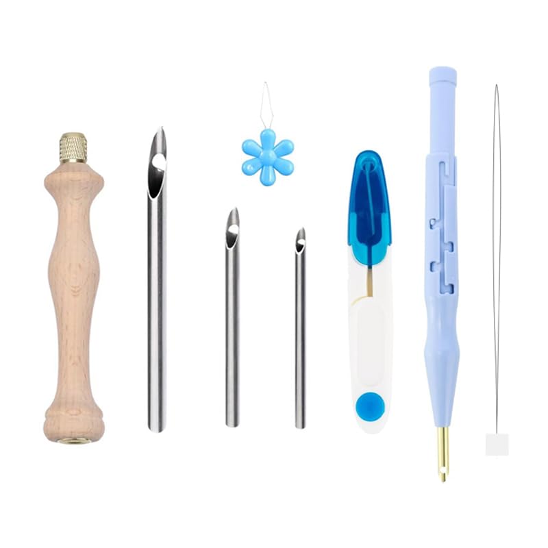 Image of Punch Needle,Adjustable Punch Needle Embroidery, Wooden Handled Embroidery Pen with Three Different Metal Needles,Punch Needle Kits for Adults Suitable for Beginners to Use And to Make DIY Handicrafts