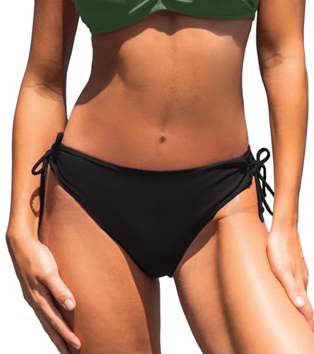 CUPSHE Womens Swimsuit Bikini Bottom Reversible Color Block Low Rise Side Strappy Self Tie