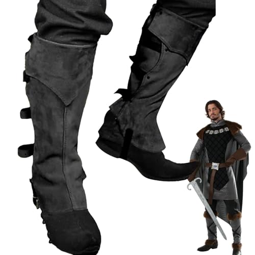 Costume de cosplay gothique - Les bottes de costume comprennent les bottes de pirate - Couvre-bottes en cuir synthétique Steampunk Spats Greaves - Renaissance médiévale sur les accessoires noirs de la