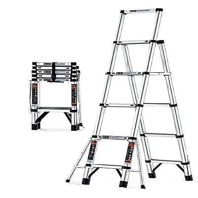 Telesladder Telescoping Ladder Multi-Purpose Telesladder Space-Saving Storage Extendable Extension Climb Ladders Alumifor Roof Office Home Household Daily Loft Lighweight Portable