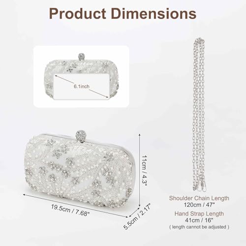 Image of DTGN Evening Bags Clutch Purses for Women Formal, Bridal Purses Rhinestone Handbags Shoulder Bag with Chain Sparkly