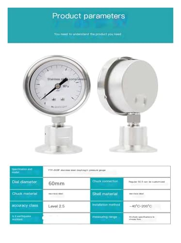 Manomètre à membrane anti-vibration YTP60BF pour fluides visqueux