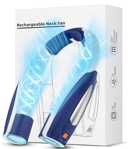 Image of Hionly AI Neck Fan, 6 Speeds Adjustable Portable Personal Fan Rechargeable, 6000 mAh Battery Faster Cooling Wearable, Ultra Quiet for Home, Office, Travel, Outdoor
