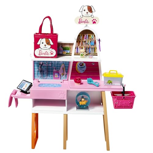 Barbie Doll (11.5-in Blonde) and Pet Boutique Playset with 4 Pets, Color-Change Grooming Feature and Accessories, Great Gift for 3 to 7 Year Olds