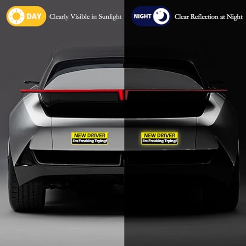 Image of 5Pcs Magnetic Car Stickers, New Magnetic Student Driver Stickers Warning Reflective Signs Car Decoration for Students Novices as Auxiliary Equipment Supplies