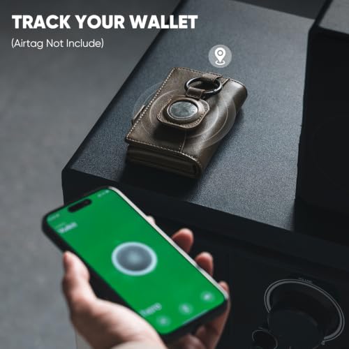 Image of VULKIT Card Holder Wallet with Airtag Holder & ID Window Pop Up Leather Wallet RFID Blocking Magnetic Closure for Men