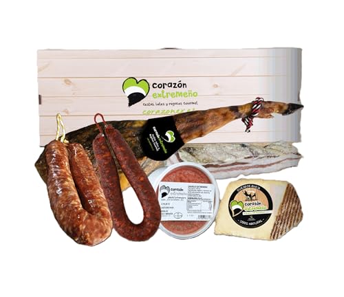 Lote Gourmet Empresa Navidad Jamón Talarrubias Jamón Ibérico de Cebo 7kg aprox.+ Embutidos Ibéricos + Queso Artesano Extremeño | Regalo Corporativo Premium
