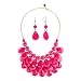 CharmsStory Vintage Pink Beaded Bubble Bib Chunky Statement Pendant Necklace Earrings Set For Gifts