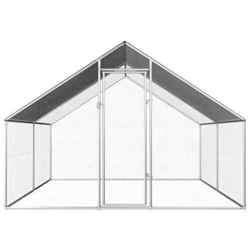 vidaXL Outdoor Chicken Cage Galvanised Steel Frame PE Roof Lockable