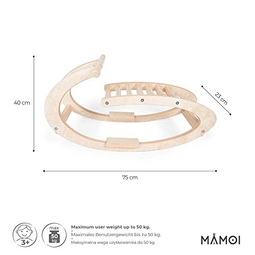 MAMOI® Schaukelpferd Holz für Kinder | Modern Wippe Holz Pferd minimalistisches Design | Schaukel Pferd aus helles rohes… – Bild 4