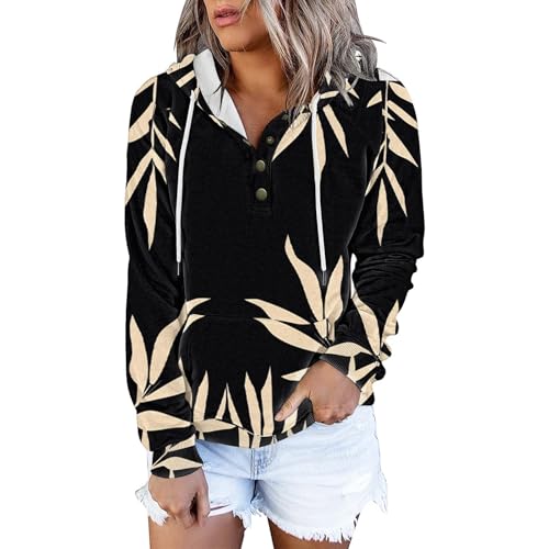 Moletons com capuz grandes femininos modernos e leves, confortáveis, de manga comprida, com botões,