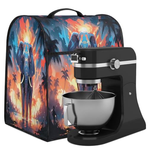 Coffee Maker Cover Elephant Palm Tree Kitchen Appliance Covers Small Appliance Covers Blender Cover Juicer Cover Dust Covers for Kitchen Appliances with Top Handle and Pockets,Washable,C443