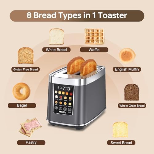 Close-up of the toaster's touch screen interface