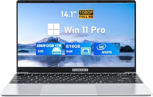 FUNYET Laptop Computer, Gaming Laptops 2026, 14 Inch Lap Top PC Windows 11 Pro, 16GB RAM 512GB SSD, Intel N5095 Processor(up to 2.9 GHz), Office 365, for Business and Students, 2-Year Warranty