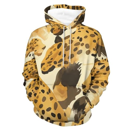 Sweat à capuche léopard de dessin animé confortable et chaud taille S