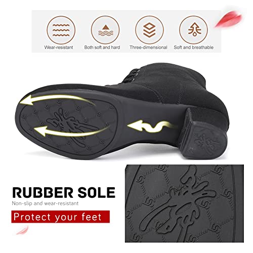 JUODVMP Women & Men Latin Ballroom Dance Shoes Practice with Lace-up Teaching Performance Modern Salsa Dancing Boots,Model LHDGBNJB4