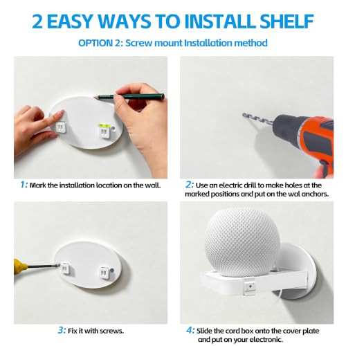 Image of Adhesive Outlet Shelf Holder, No Drill Wall Mount Cable Organizer | Universal Stick On Wall Shelf for Bathroom, Bedroom & Kitchen Storage, Cable Organization, Phone and Small Electronics
