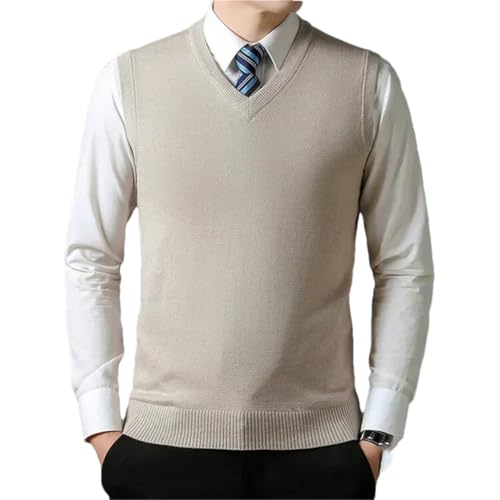 Men's Knitted Sweater Vest V-Neck Sleeveless Pullover Solid Color Business Tops